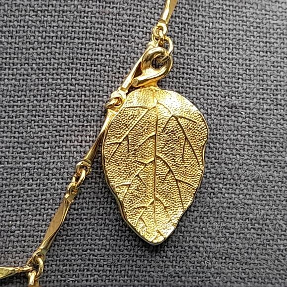 Vintage Dangling Leaves Long Chain Necklace, 29", 1960s Jewelry - Picture 6 of 15